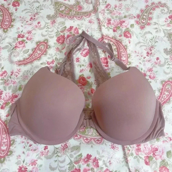 Victoria's Secret Perfect Shape Tan Halter Bra Front Clasp 34C - Picture 1 of 7